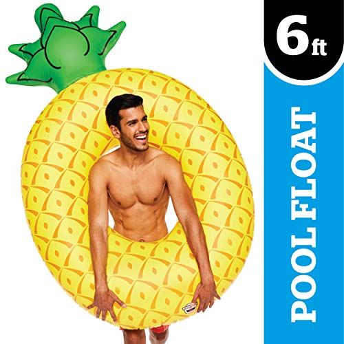 Product Cover BigMouth Inc Giant Pineapple PooI FIoat, Funny Fruit InfIatable Vinyl Summer Pool or Beach Toy, Patch Kit Included