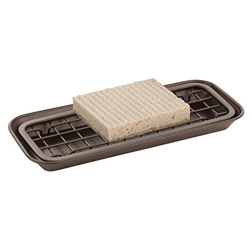 Product Cover mDesign Kitchen Sink Tray for Sponges, Scrubbers, Soap - Bronze by MetroDecor