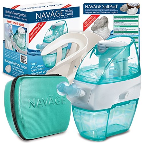 Product Cover Navage Nasal Care The Works Bundle: Navage Nose Cleaner, 38 SaltPod Capsules, Countertop Caddy, and Travel Case. 139.85 if Purchased Separately. You Save 29.90 (Teal)