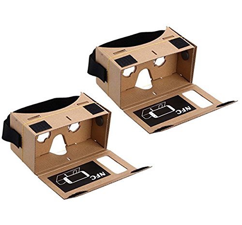 Product Cover Blingkingdom - (2pcs in Pack) Cardboard Headset 3D Virtual Reality VR for Android Smart Phones iPhone + NFC and Head-Strap