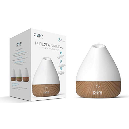 Product Cover Pure Enrichment Purespa Natural Aromatherapy Oil Diffuser (White) - Ultrasonic Air Deodorizer With 200Ml Water Tank, Wood-Grain Accents, Soft Color-Changing Lights, And Auto Safety Shut-Off
