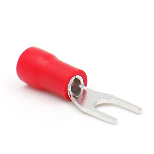Product Cover Baomain Red Insulated Fork Spade Wire Connector Electrical Crimp Terminal 18-22AWG 100 Pack