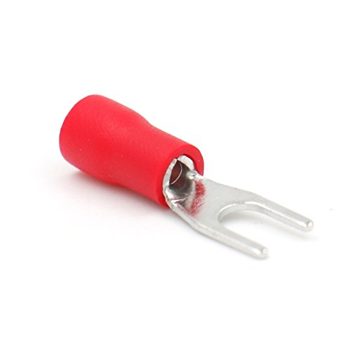 Product Cover Baomain Insulated #6 Size Fork Terminal 22-18 Gauge (Red) - 100 Pieces