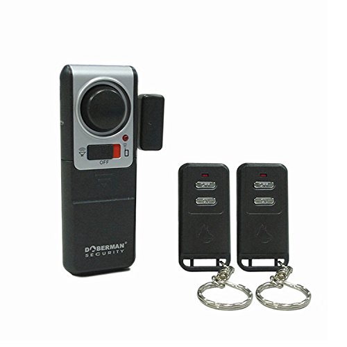 Product Cover Doberman Security SE-0119A Wireless Door Alarm with 2 Remote Controls, Silver/Black