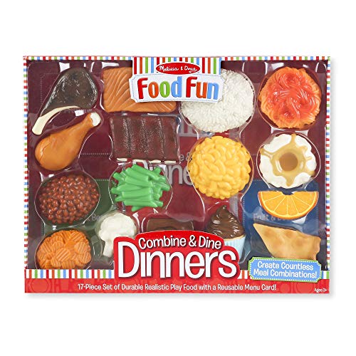 Product Cover Melissa & Doug Combine & Dine Dinners (Pretend Play, Durable, Realistic Food Pieces, Dishwasher-Safe, 17-Piece Set, Great Gift for Girls and Boys - Best for 3, 4, 5 Year Olds and Up)
