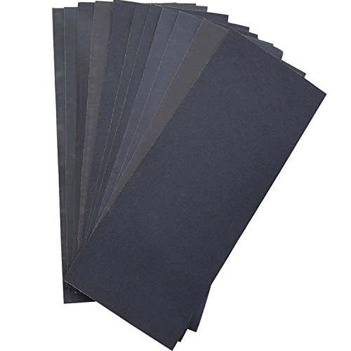 Product Cover Abrasive Dry Wet Waterproof Sandpaper Sheets Assorted Grit of 400/ 600/ 800/ 1000/ 1200/ 1500 for Furniture, Hobbies and Home Improvement (12 Sheets)