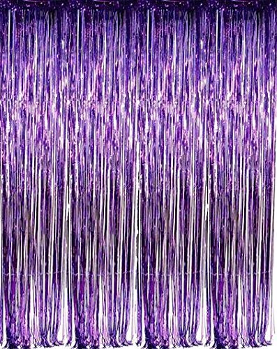 Product Cover zhcoy Set of 2 Purple Foil Fringe Door & Window Curtain Party Decoration 3' X 8' (36