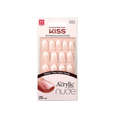 Product Cover Kiss Salon Acrylic Nude French Nails, Graceful, 28 Count