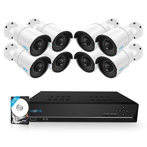 Product Cover Reolink 16CH 5MP PoE Home Security Camera System, 8 x Wired 5MP Outdoor PoE IP Cameras, 5MP 16 Channel NVR Security System w/ 3TB HDD for 7/24 Recording Super HD RLK16-410B8-5MP