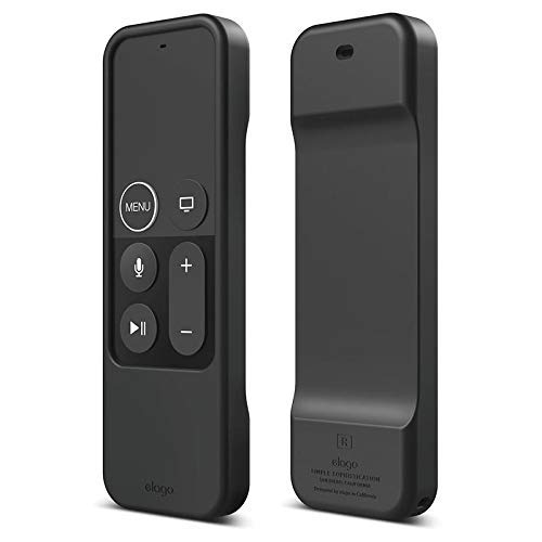Product Cover elago R1 Intelli Case Compatible with Apple TV Siri Remote 4K / 4th Generation (Black) - Magnet Technology, Heavy Shock Absorption, Lanyard Included, Durable Material