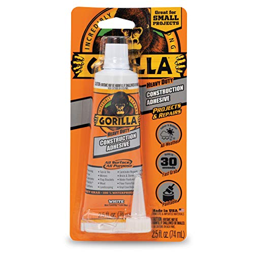 Product Cover Gorilla Heavy Duty Construction Adhesive, 2.5 ounce Squeeze Tube, White