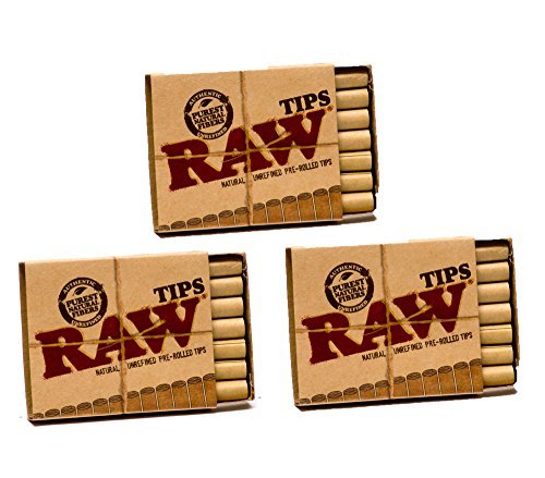 Product Cover Raw Natural Unrefined Pre-Rolled Filter Tips 3 Pack (21 Per Box)