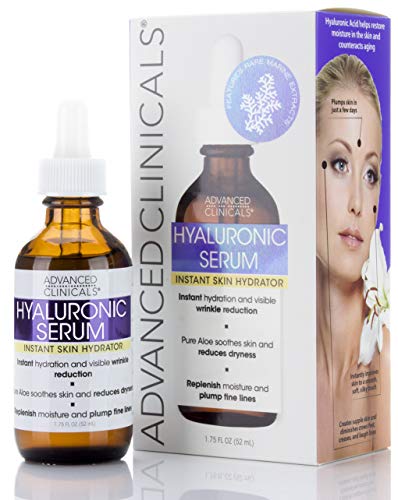 Product Cover Advanced Clinicals Hyaluronic Acid Face Serum. Anti-aging Face Serum- Instant Skin Hydrator, Plump Fine Lines, Wrinkle Reduction. (1.75oz)