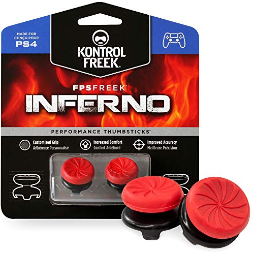 Product Cover KontrolFreek FPS Freek Inferno for Playstation 4 (PS4) Controller | Performance Thumbsticks | 2 High-Rise Concave | Red