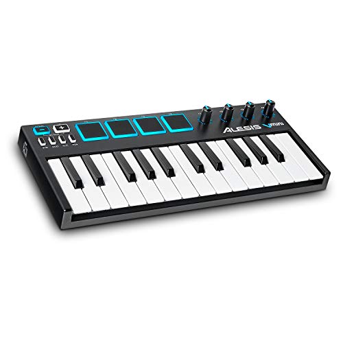 Product Cover Alesis VMini | Portable 25-Key USB MIDI Keyboard Controller with 4 Backlit Sensitive Pads, 4 Assignable Encoders and Professional Software Suite with ProTools | First Included