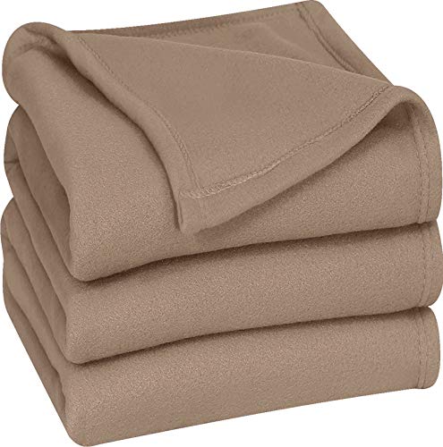 Product Cover Utopia Bedding Fleece Blanket Twin Size Tan Soft Warm Bed Blanket Plush Blanket Microfiber