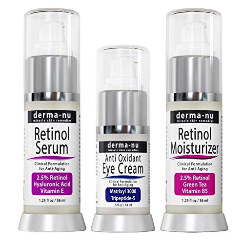 Product Cover Retinol Serum with Hyaluronic Acid Serum - Eye Cream and Retinol Moisturizer - Anti-Aging for Reducing Fine Lines & Wrinkles - Clinically Proven Skin Treatment for the Face - 3 pack