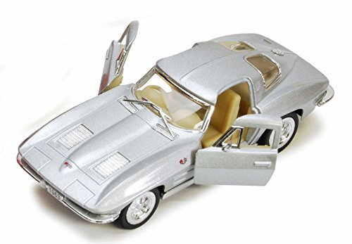Product Cover Kinsmart 1963 Chevy Corvette Stingray, Silver 5358D - 1/36 scale Diecast Model Toy Car, but NO BOX