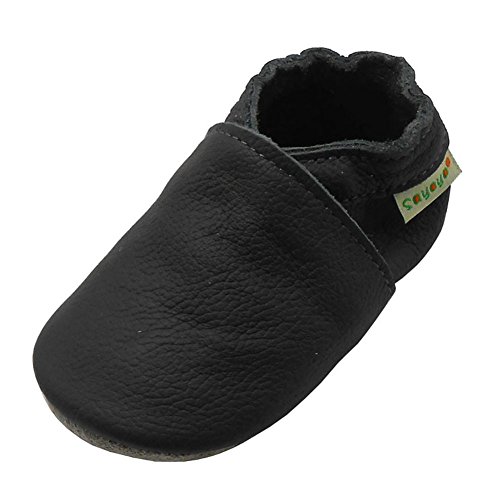 Product Cover SAYOYO Baby Soft Sole Prewalkers Baby Toddler Shoes Leather Infant Shoes Dark Grey