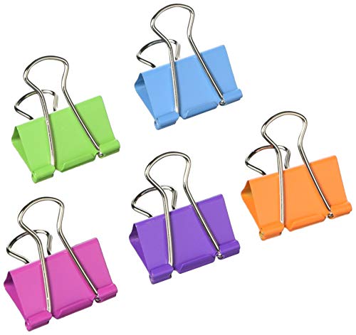 Product Cover Office Style Medium Sized Binder Clips with Clear Plastic Storage Container - 12 Pieces - Large