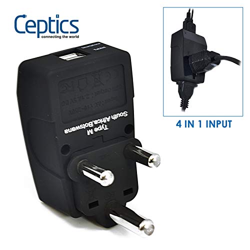 Product Cover Ceptics GP4-10L 2 USB S. Africa Travel Adapter 4 in 1 Power Plug (Type M) - Universal Socket
