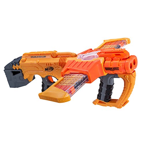 Product Cover NERF Doomlands Blaster Double Dealer Toy Blaster with Two 12-Dart Clips & 24 Official Elite Darts for Kids, Teens, & Adults, Orange, Standard