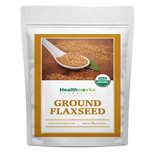 Product Cover Healthworks Flax Seed Ground Powder Cold Milled Raw Organic (48 Ounces / 3 Pounds) | All-Natural | Contains Protein, Fiber, Omega 3 & Lignin/Lignan | Smoothies, Coffee, Shakes & Oatmeal