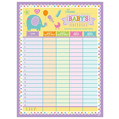 Product Cover Amscan 380064 Baby Shower Statistics Sheet, 40