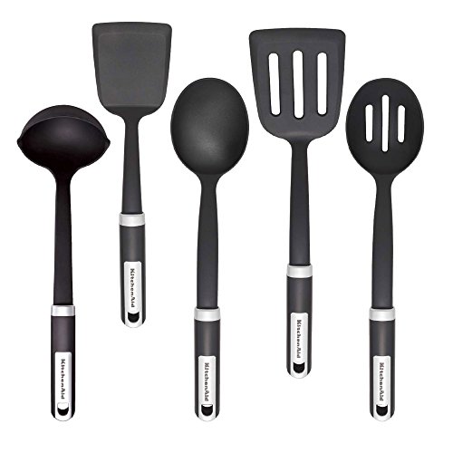 Product Cover KitchenAid Gourmet 5-Piece Kitchen Tool Set, Black, 3.2 x 11.4 x 12.8 inches - KN468BXOBA