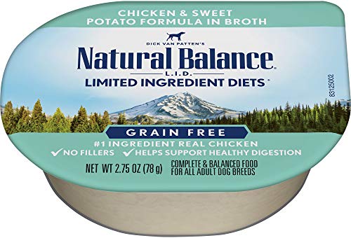 Product Cover Natural Balance Limited Ingredient Diets Wet Dog Food, Chicken And Sweet Potato Formula In Broth, 2.75-Ounce Cups (Pack Of 24)