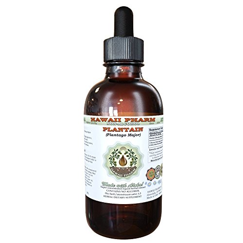 Product Cover Plantain Alcohol-FREE Liquid Extract, Organic Plantain (Plantago major) Dried Leaf Glycerite Natural Herbal Supplement, Hawaii Pharm, USA 2 fl.oz