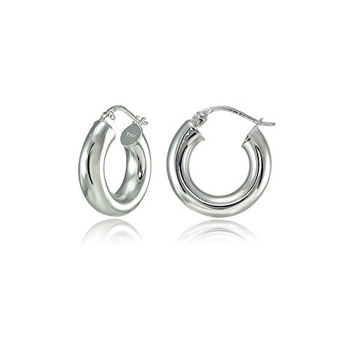 Product Cover Hoops & Loops - Sterling Silver 4mm High Polished Click Top Hoop Earrings in Sizes 15mm - 25mm | Sterling Silver, Yellow & Rose Gold Flash Plated
