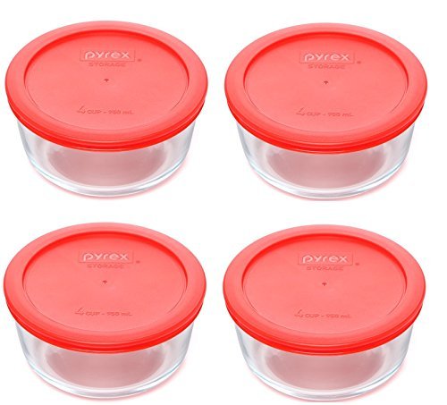 Product Cover Pyrex 4-cup Storage containers w/Orange LIds - Pack of 4