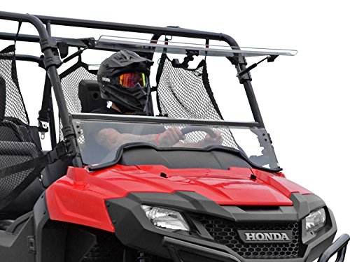 Product Cover SuperATV Heavy Duty Scratch Resistant 3-IN-1 Flip Windshield for Honda Pioneer 700/700 4 (2014+) - Can be Set to Open, Vented, or Closed! - Hard Coated for Extreme Durability and Long Life
