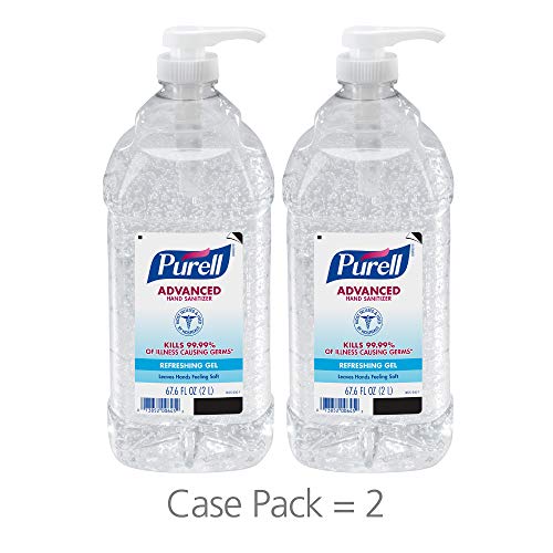 Product Cover PURELL Advanced Hand Sanitizer, Refreshing Gel, 2 Liter Hand Sanitizer Table Top Pump Bottles (Pack of 2) - 9625-02-EC