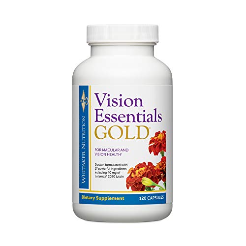 Product Cover Dr. Whitaker's Vision Essentials Gold - Eye Health Supplement with 40 mg of Lutein Plus Vitamin A & Zeaxanthin - Supports Macular Health and Shields Eyes Against Blue Light Exposure (120 Capsules)