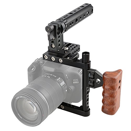 Product Cover CAMVATE DSLR Camera Cage Top Handle Wood Grip for Canon Nikon Sony Panasonnic