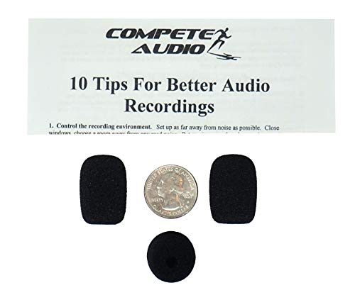 Product Cover Compete Audio CA525 Small Foam Microphone Windscreens (Microphone Covers) 3-Pack for Telex Airman, Other Headset/Lapel (Lavalier)