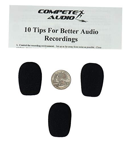 Product Cover Compete Audio CA132 Larger Foam Microphone Windscreens (Microphone Covers) 3-Pack Desktop/Headset Fitness Instructor/Gamer Pack Black