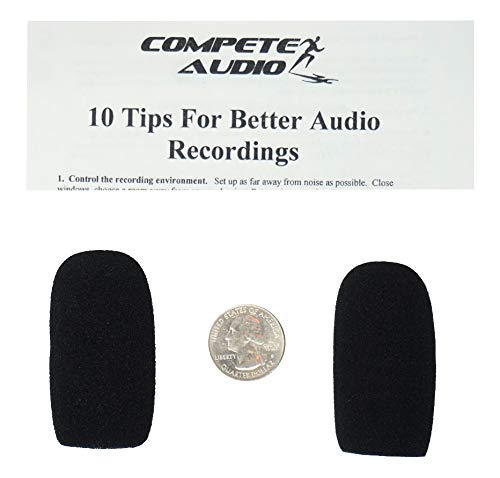 Product Cover Compete Audio CA555 large foam microphone windscreens (Microphone Covers) (2-pack) for use with mini-shotgun mics, larger headsets and desktop microphones