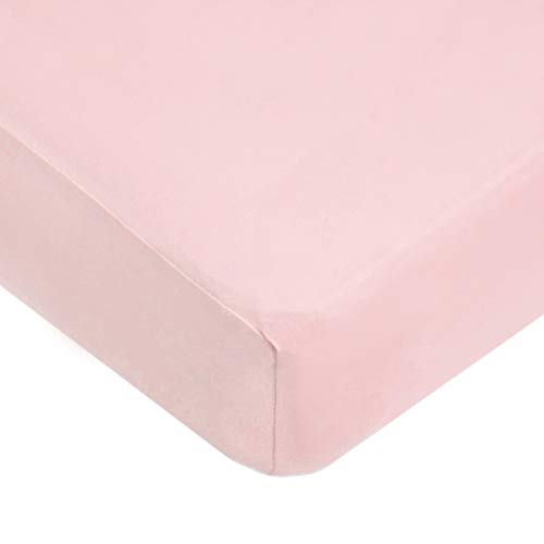 Product Cover TL Care 100% Cotton Jersey Knit Fitted Crib Sheet for Standard Crib and Toddler Mattresses, Pink, 28 x 52, for Girls
