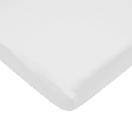 Product Cover TL Care 100% Cotton Jersey Knit Fitted Crib Sheet for Standard Crib and Toddler Mattresses, White, 28 x 52, for Boys and Girls