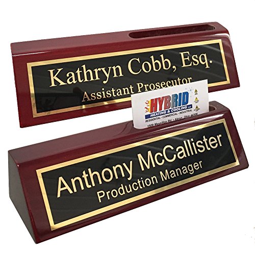 Product Cover Personalized Engraved Business Desk Name Plate with Card Holder