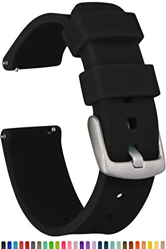 Product Cover GadgetWraps 22mm Silicone Watch Band Strap with Quick Release Pins - Compatible with Fossil, Pebble, Samsung - 22mm Quick Release Watch Band (Black, 22mm)