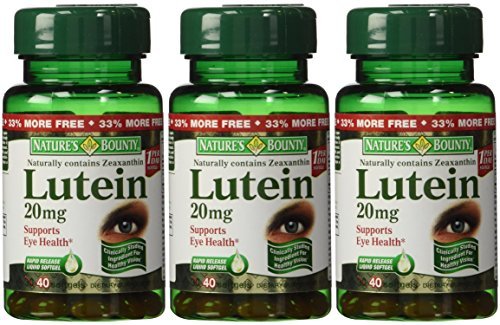 Product Cover Nature's Bounty Lutein 20mg, 33% Bonus Size Bottles, 120 Softgels (3 X 40 Count Bottles)