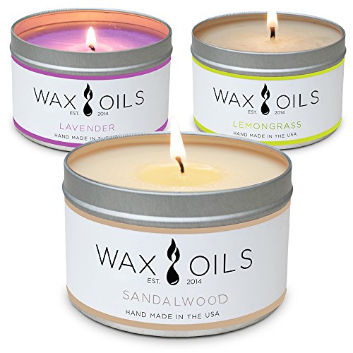 Product Cover Scented Candles - Lavender, Lemongrass & Sandalwood (Pack of 3) Soy Aromatherapy, 8oz