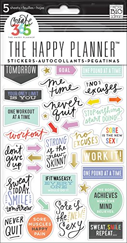 Product Cover me & my BIG ideas Themed Stickers - The Happy Planner Scrapbooking Supplies - Fitness Theme - Multi-Color - Perfect for Scrapbooking & Paper Crafts - 5 Sheets