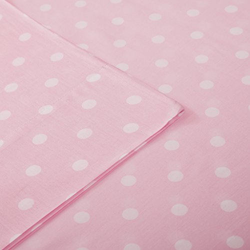 Product Cover Mi Zone 100% Cotton Percale Ultra Soft Sheet Set, Twin, Pink Polka Dot