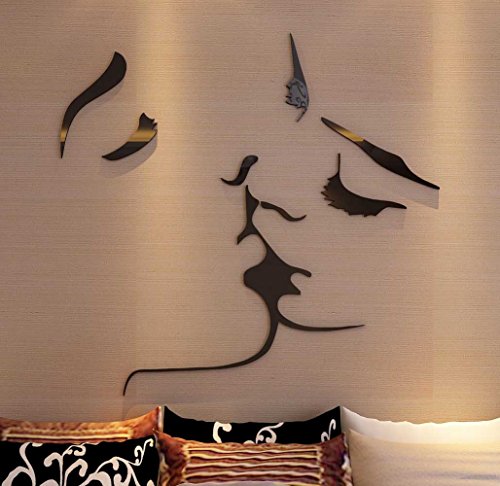 Product Cover 3d Kiss Wall Murals for Living Room Bedroom Sofa Backdrop Tv Wall Background, Originality Stickers Gift, DIY Wall Decal Wall Decor Wall Decorations