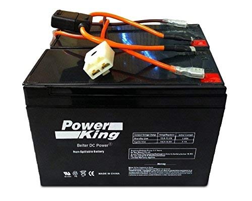 Product Cover Razor 12 Volt 7Ah Electric Scooter Replacement Batteries Power King Brand High Performance - Set of 2 Includes New Wiring Harness (Replaces 6-DW-7)